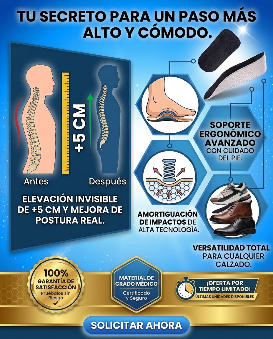 🚨 ¡Oferta por tiempo limitado! 👟 Plantillas elevadoras — Más altura al instante + mejor postura + más confianza al caminar🔥