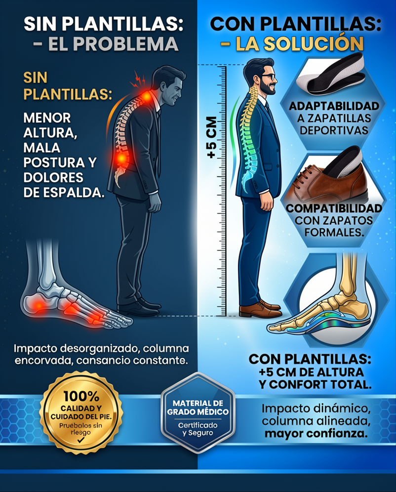🚨 ¡Oferta por tiempo limitado! 👟 Plantillas elevadoras — Más altura al instante + mejor postura + más confianza al caminar🔥