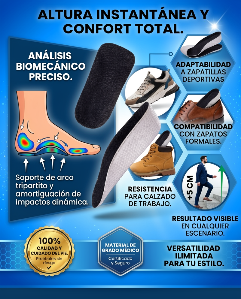 🚨 ¡Oferta por tiempo limitado! 👟 Plantillas elevadoras — Más altura al instante + mejor postura + más confianza al caminar🔥